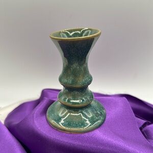 Dryden Candle Stick. Dark Teal Glaze.